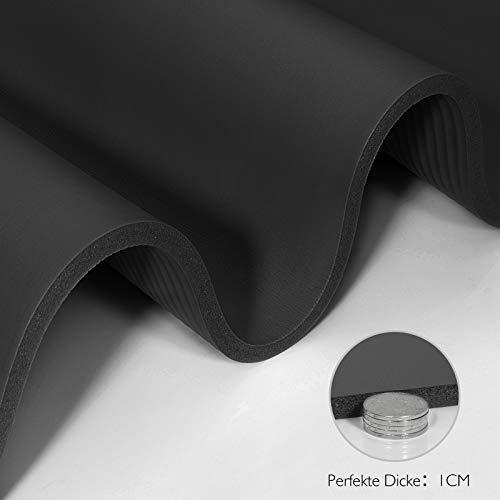 TOPLUS - Esterilla de gimnasia gruesa, sin ftalatos, antideslizante y respetuosa con las articulaciones, para yoga, pilates, deportes, con práctica correa de transporte, 183 x 61 x 1 cm (negro) TOPLUS - Esterilla de gimnasia gruesa, sin ftalatos, antideslizante y respetuosa con las articulaciones, para yoga, pilates, deportes, con práctica correa de transporte, 183 x 61 x 1 cm (negro)