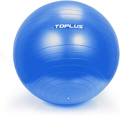 TOPLUS Pelota de Gimnasia Anti-Reventones Bola de Yoga Pilates y Ejercicio Balón para Sentarse Balon de Ejercicio para Fitness 300 kg con Bomba de Aire 65cm (Azul)