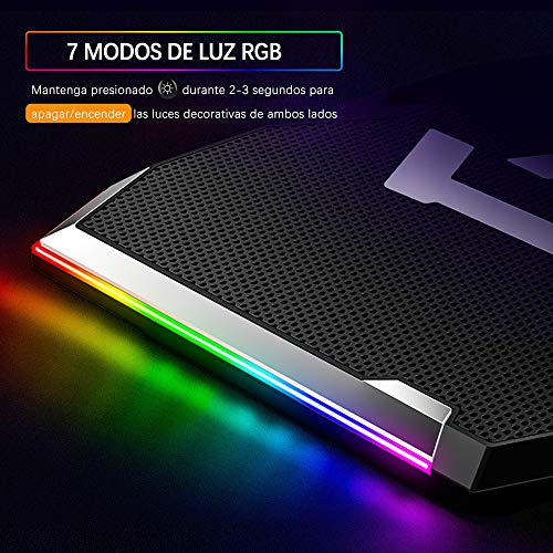 TopMate C11 Base de Refrigeración para Ordenador Portátil Ventilador Laptop 7 Modos de Iluminación RGB Radiador de Portátil Compatible con 11-17.3", 6 Ventiladores de Viento Fuerte Ángulo Ajustable TopMate C11 Base de Refrigeración para Ordenador Portátil Ventilador Laptop 7 Modos de Iluminación RGB Radiador de Portátil Compatible con 11-17.3", 6 Ventiladores de Viento Fuerte Ángulo Ajustable