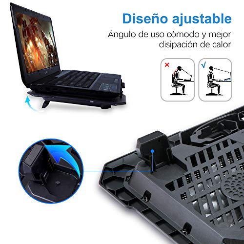 TopMate Enfriador de portátil C302 10-15.6 | Ultra Delgado portátil 2 Ventiladores Grandes silenciosos 1300RPM con línea USB incorporada | Diseño Simple y fácil de Usar TopMate Enfriador de portátil C302 10-15.6 | Ultra Delgado portátil 2 Ventiladores Grandes silenciosos 1300RPM con línea USB incorporada | Diseño Simple y fácil de Usar