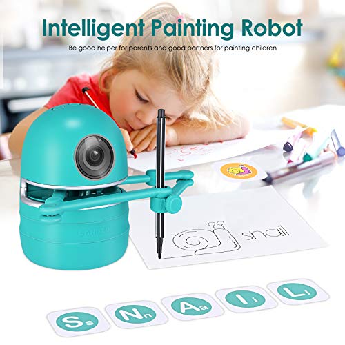 TOPQSC Artista del Robot Smart Art Drawing Robot Juguete Robot de Carga USB Juego de Máquinas Educativas 4 Libros, 38 Tarjetas y 2 Bolígrafos para Estimular El Talento del Dibujo de Los Niños