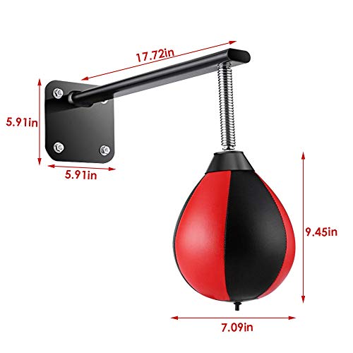 TOPQSC Pelota de boxeo de piel montada en la pared, bola de velocidad, bola de reflejo, boxeo, gimnasio, equipo de entrenamiento para adultos y niños, objetivo de boxeo para gimnasio y hogar TOPQSC Pelota de boxeo de piel montada en la pared, bola de velocidad, bola de reflejo, boxeo, gimnasio, equipo de entrenamiento para adultos y niños, objetivo de boxeo para gimnasio y hogar