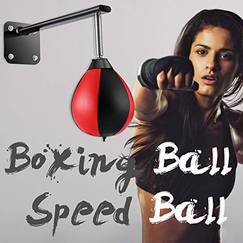 TOPQSC Pelota de boxeo de piel montada en la pared, bola de velocidad, bola de reflejo, boxeo, gimnasio, equipo de entrenamiento para adultos y niños, objetivo de boxeo para gimnasio y hogar