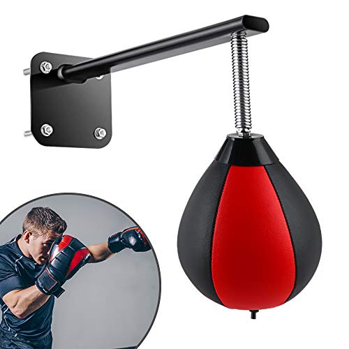 TOPQSC Pelota de boxeo de piel montada en la pared, bola de velocidad, bola de reflejo, boxeo, gimnasio, equipo de entrenamiento para adultos y niños, objetivo de boxeo para gimnasio y hogar