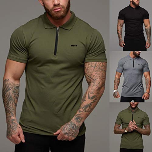 Tops Hombres Fitness Transpirable Deportes Moda Verano Mangas Cortas Blusa