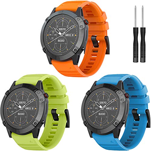 TOPsic Correa para Garmin Fenix 5X, Suave Silicona Banda de Reemplazo para Fenix 5X Sapphire Multisport 51mm GPS Watch/Fenix 3/ Fenix 3 HR/Fenix 5X Plus/Fenix 6X/Fenix 6X Pro