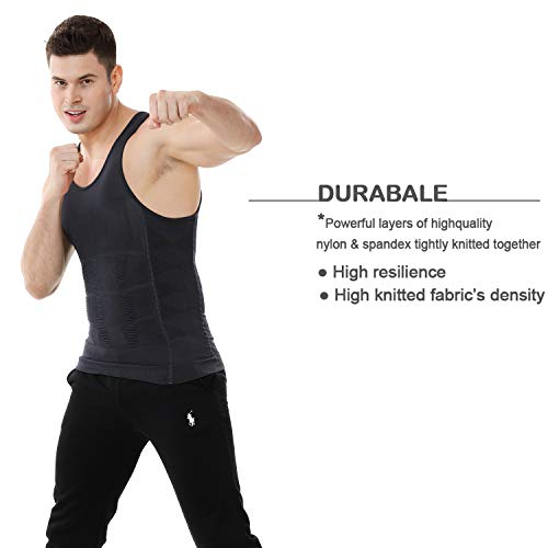 TopTie Faja Reductora de Hombre, Camiseta Interior de Tirantes elástica, Chaleco Adelgazar para Hombre, Camisetas de Compresión, Color Negro-L TopTie Faja Reductora de Hombre, Camiseta Interior de Tirantes elástica, Chaleco Adelgazar para Hombre, Camisetas de Compresión, Color Negro-L