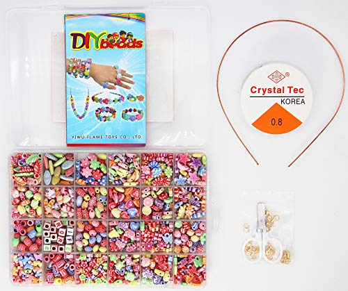 Topways® Niños Bricolaje Conjunto de Cuentas Juego de Cuentas Bricolaje para niños, Cuentas Coloridas para Hacer Joyas para Niños Pulseras de Bricolaje Cuentas de Collares (Macarrón)