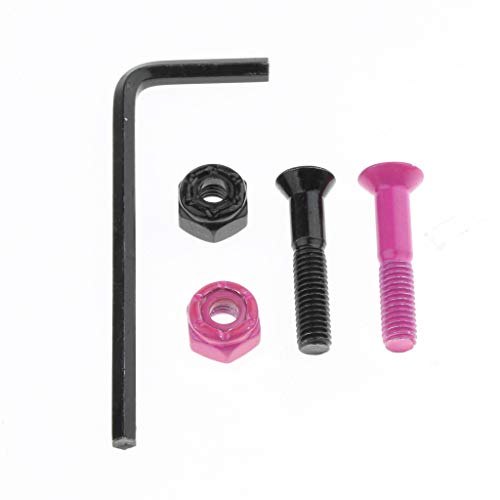 Tornillos de Longboard de Acero con Llave Inglesa en Forma L Repuestos de Reparación de Patineta - 7 Negro y 1 Rosa