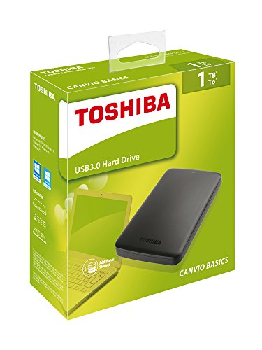 Toshiba Canvio Basics - Disco duro externo de 1 TB (2.5", USB 3.0, SATA III), color negro
