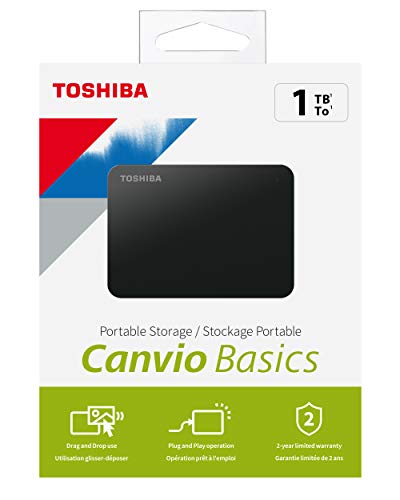 Toshiba Canvio Basics - Disco duro externo portátil USB 3.0 de 2.5 pulgadas (1 TB) color negro Toshiba Canvio Basics - Disco duro externo portátil USB 3.0 de 2.5 pulgadas (1 TB) color negro