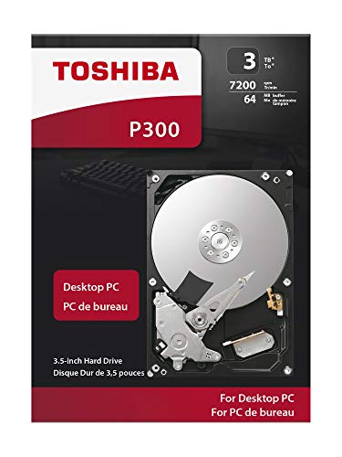 TOSHIBA P300 Disco duro interno 3 TB – 3,5" (pulgadas) – Disco duro SATA (HDD) – 7200 RPM – 6 GB/s – Para juegos, ordenadores, equipos de escritorio, estaciones de trabajo y más
