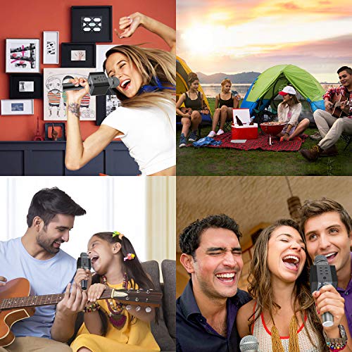 TOSING 008 Micrófono de Karaoke Inalámbrico Bluetooth, Potencia de Volumen Más Alta 10W, Más Bajo, 3-en-1 Máquina de Micrófono Portátil de Altavoz Portátil para iPhone/Android/iPad/PC (black)