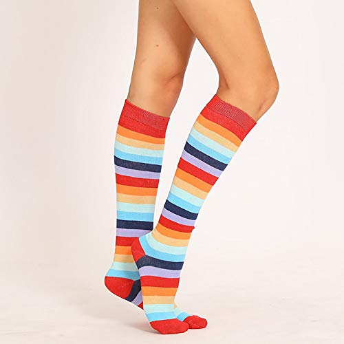 Tosonse Calcetines De Mujer Medias Sexis Para Mujer Calcetines Navideños Calcetines De Tubo Calcetines De Compresión De Rayas De Color Largo