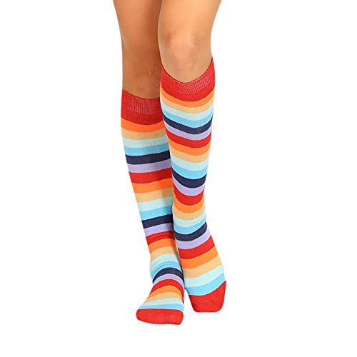 Tosonse Calcetines De Mujer Medias Sexis Para Mujer Calcetines Navideños Calcetines De Tubo Calcetines De Compresión De Rayas De Color Largo