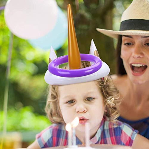 Toss game, WENTS Juguetes inflables de unicornio blanco con 8pcs anillos coloridos 2pcs sombreros y una bomba manual de PVC para niños y padre-hijo en fiesta excursión navidad pascua césped escuela