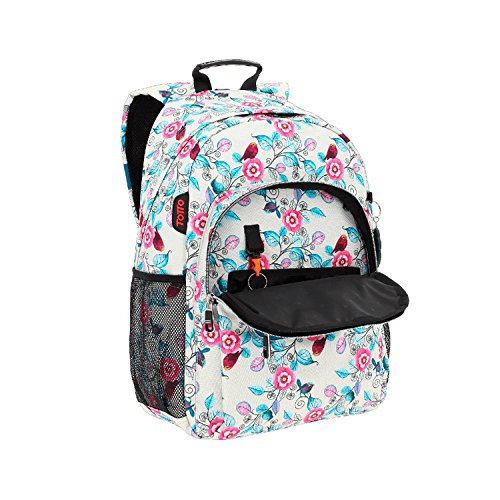 TOTTO MA04ECO021-1810N-3SG Mochila Escolar Adaptable a Carro, Acuareles, Talla Única, Multicolor