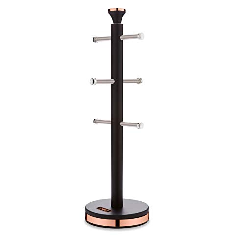 TOWER T826132BLK Cavaletto-Árbol 6 Tazas, Acero Inoxidable, Color Negro y Oro Rosa, Talla única TOWER T826132BLK Cavaletto-Árbol 6 Tazas, Acero Inoxidable, Color Negro y Oro Rosa, Talla única
