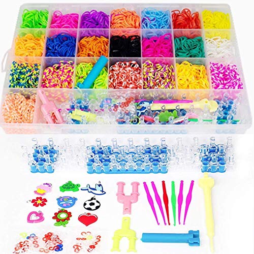 Towinle Caja Pulseras Gomas 4400 Bandas de Silicona Gomitas Para Hacer Pulseras De Colores Loom Kit para Pulseras