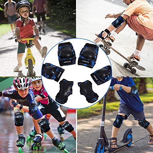 Toxin - Juego de rodilleras protectoras para niños, 6 en 1, juego de equipo de protección, rodilleras y coderas para niños, adolescentes, patines,ciclismo,bicicleta, patinaje en línea, montar deportes