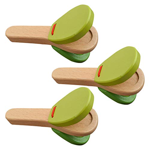 TOYANDONA 3 Unids Niños Castañuelas de Madera Juguete de Madera Badajo Castañuela Badajo de Madera Percusión Musical Castañuelas Juguete Educativo Bebé Juguetes de Aprendizaje Temprano