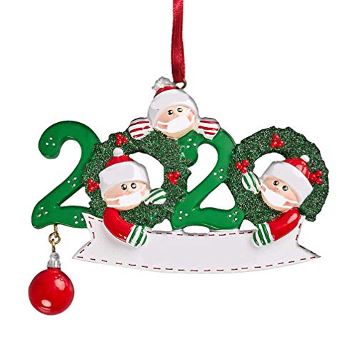 TOYANDONA Adorno para árbol de Navidad 2020 familias, muñeco de nieve con protector bucal, personalizable