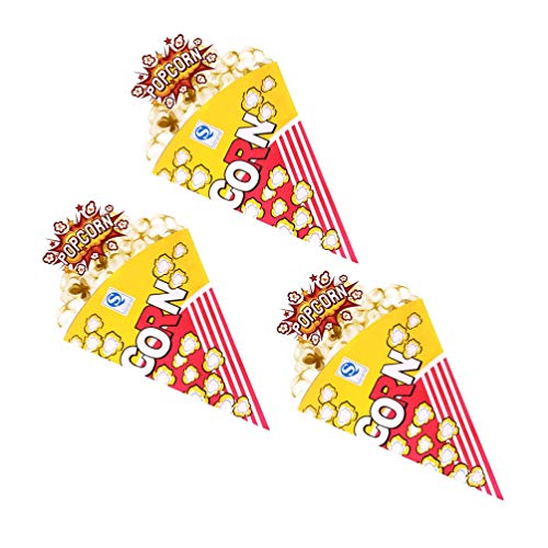 TOYANDONA Bolsa de cono de palomitas de maíz de 100 piezas con puntas cónicas triángulo tratar fiesta favor bolsas de papel para galletas de dulces merienda