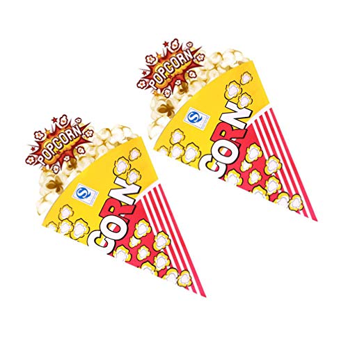 TOYANDONA Bolsa de cono de palomitas de maíz de 100 piezas con puntas cónicas triángulo tratar fiesta favor bolsas de papel para galletas de dulces merienda TOYANDONA Bolsa de cono de palomitas de maíz de 100 piezas con puntas cónicas triángulo tratar fiesta favor bolsas de papel para galletas de dulces merienda