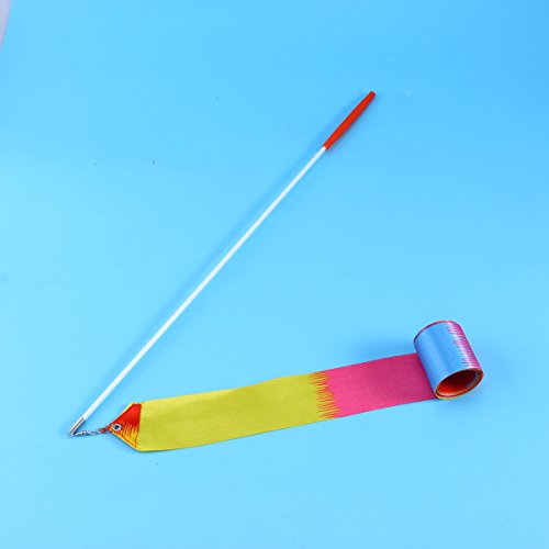 TOYANDONA Cinta rítmica de Gimnasia artística de 3pcs 4 Metros con Varillas para Bailar Bailarines Riband Varilla giratoria (Raya Horizontal) TOYANDONA Cinta rítmica de Gimnasia artística de 3pcs 4 Metros con Varillas para Bailar Bailarines Riband Varilla giratoria (Raya Horizontal)