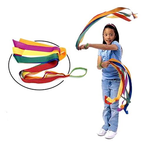 TOYANDONA Cintas de la Danza del Arco Iris de 12pcs serpentinas Cinta de la Cinta de la Gimnasia rítmica para el Baile artístico de los niños, Funcionamiento de la demostración