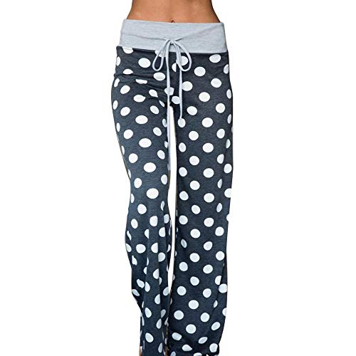 TOYIS Pantalones de yoga casuales para mujer, diseño floral, con cordón, casual, suelto, pantalones de pierna ancha