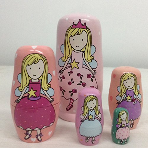 TOYMYTOY 5Pcs MuƱecas Matrioska Rusas MuƱecas Anidación de Madera con Ćngel Pintado a Mano TOYMYTOY 5Pcs MuƱecas Matrioska Rusas MuƱecas Anidación de Madera con Ćngel Pintado a Mano