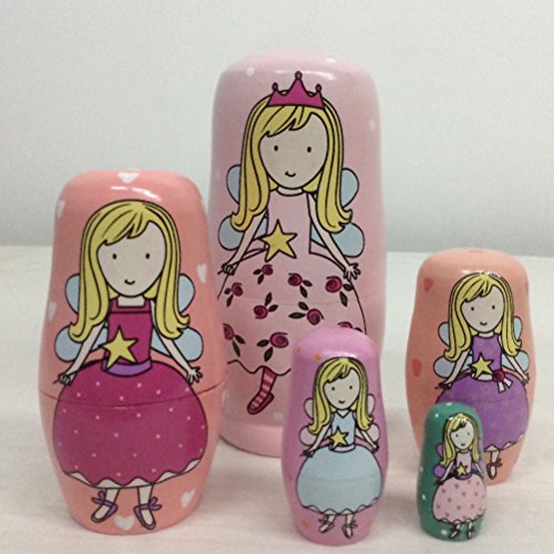 TOYMYTOY 5Pcs Muñecas Matrioska Rusas Muñecas Anidación de Madera con Ángel Pintado a Mano