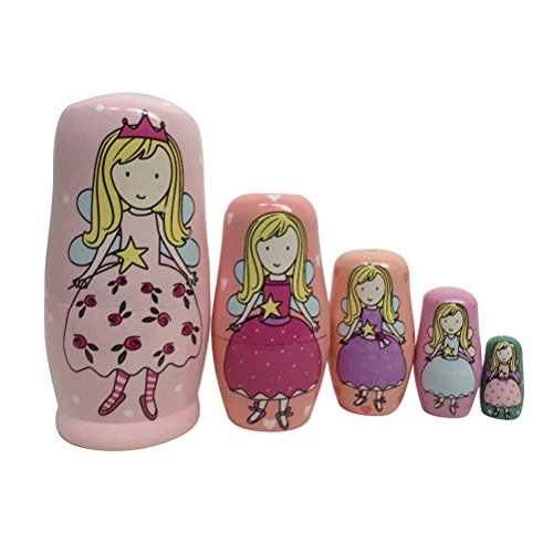 TOYMYTOY 5Pcs Muñecas Matrioska Rusas Muñecas Anidación de Madera con Ángel Pintado a Mano