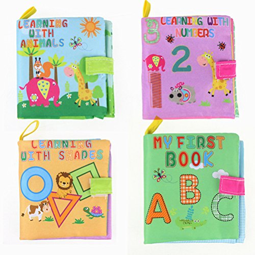 TOYMYTOY Libro Blando de Bebé Aprendizaje y Educativo - 4 Piezas TOYMYTOY Libro Blando de Bebé Aprendizaje y Educativo - 4 Piezas