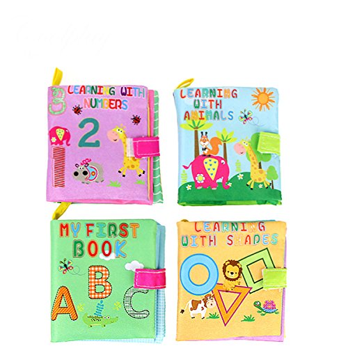 TOYMYTOY Libro Blando de Bebé Aprendizaje y Educativo - 4 Piezas TOYMYTOY Libro Blando de Bebé Aprendizaje y Educativo - 4 Piezas