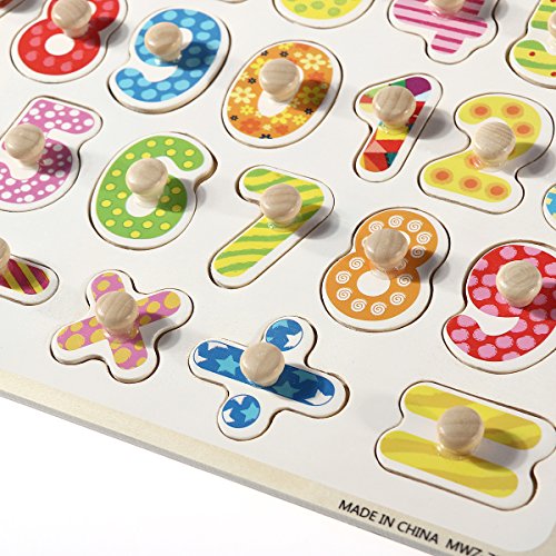 TOYMYTOY Puzzle de Madera Números Puzzle Siluetas Juguete Educativo Aprendizaje Bebé