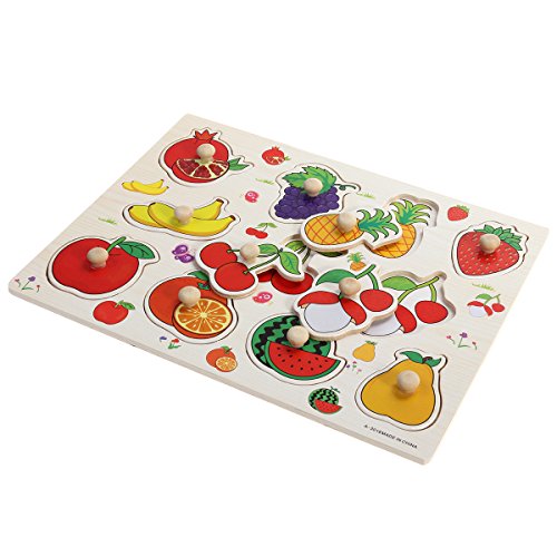 TOYMYTOY Puzzle de Madera Puzzle Siluetas Juguete Educativo Aprendizaje para Bebé Niños (Fruta)