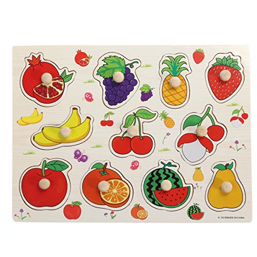 TOYMYTOY Puzzle de Madera Puzzle Siluetas Juguete Educativo Aprendizaje para Bebé Niños (Fruta)