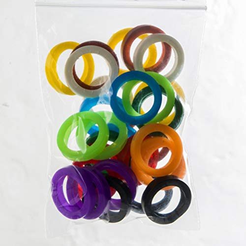 Toyvian 60 piezas de silicona de color brillante, tapas de silicona, mangas, anillos, tapas, llaves elásticas, etiquetas, identificador de claves, anillos de codificación (colores aleatorios)