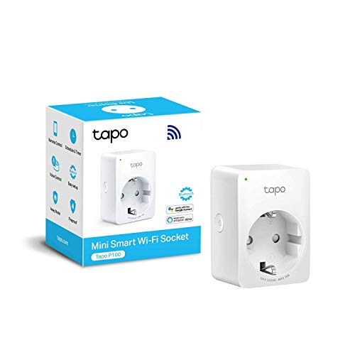 TP-Link Tapo P100 - WiFi Enchufe Inteligente Mini tamaño para Controlar su Dispositivo Desde Cualquier Lugar, sin Necesidad de Concentrador, Funciona con Amazon Alexa y Google Home, 1 Pack