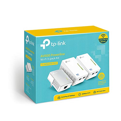 TP-Link TL-WPA4220T KIT - Extensor Universal de Cobertura Wi-Fi AV600+AC300, 5 Puertos, Cable Ethernet (3-Pack)