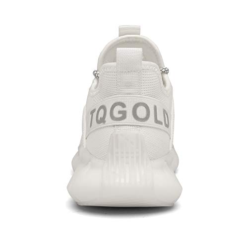 tqgold® Zapatillas Deportivas Hombre Mujer Zapatos Deportivos Running Zapatillas para Correr Fitness Gimnasio Sneakers Blanco 43