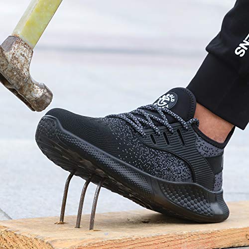 TQGOLD Zapatos de Seguridad para Hombre Mujer S3 Ligeros Comodos Zapatos de Trabajo(Negro,Tamaño 45)