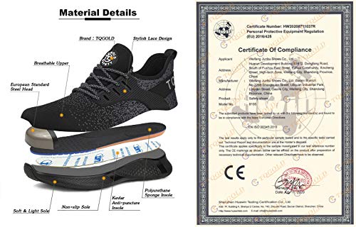 TQGOLD Zapatos de Seguridad para Hombre Mujer S3 Ligeros Comodos Zapatos de Trabajo(Negro,Tamaño 45) TQGOLD Zapatos de Seguridad para Hombre Mujer S3 Ligeros Comodos Zapatos de Trabajo(Negro,Tamaño 45)