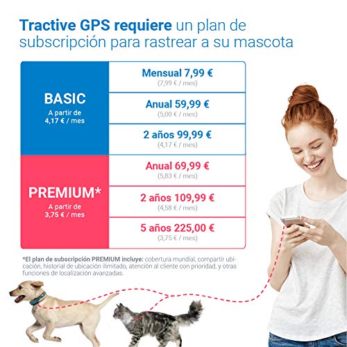 Tractive GPS Dog 4 - Localizador GPS Perros y Seguimiento de Actividad sin límite de Distancia, Resistente al Agua