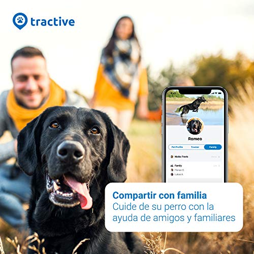 Tractive GPS Dog 4 - Localizador GPS Perros y Seguimiento de Actividad sin límite de Distancia, Resistente al Agua