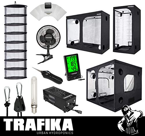 TRAFIKA Pack 5 REFLECTORES Estuco para Bombillas de Sodio 400W - 600W HPS 5 Rope Ratchets POLEAS para Armarios Cultivo de Interior Hidroponía Stuko Stuco