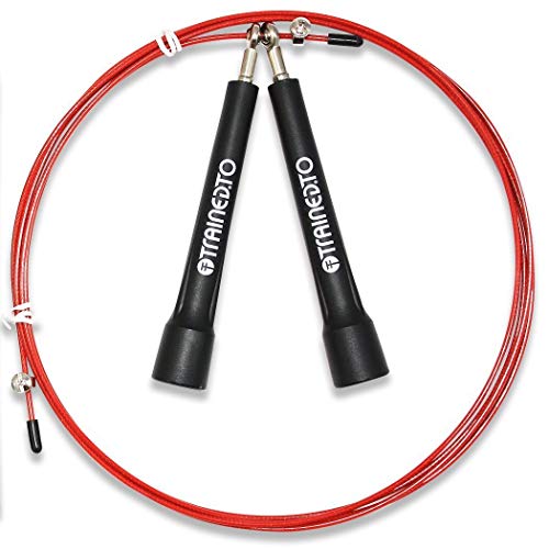 TrainedTo Cuerda para Salto de Velocidad con Cuerda de Repuesto Extra – GARANTÍA DE por Vida - Ajustable para Cualquier Estatura - Ideal para Crossfit y Boxeo TrainedTo Cuerda para Salto de Velocidad con Cuerda de Repuesto Extra – GARANTÍA DE por Vida - Ajustable para Cualquier Estatura - Ideal para Crossfit y Boxeo