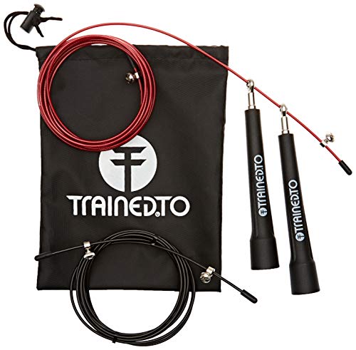 TrainedTo Cuerda para Salto de Velocidad con Cuerda de Repuesto Extra – GARANTÍA DE por Vida - Ajustable para Cualquier Estatura - Ideal para Crossfit y Boxeo